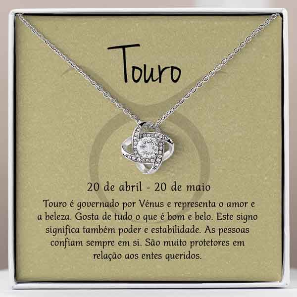 Cartão Zodíaco – Colar banhado a ouro branco 14k TAURUS