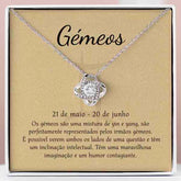 Cartão Zodíaco – Colar banhado a ouro branco 14k GEMINI