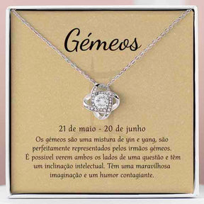 Cartão Zodíaco – Colar banhado a ouro branco 14k GEMINI