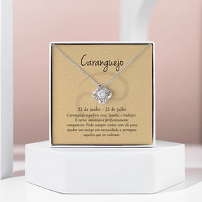 Cartão Zodíaco – Colar banhado a ouro branco 14k CANCER