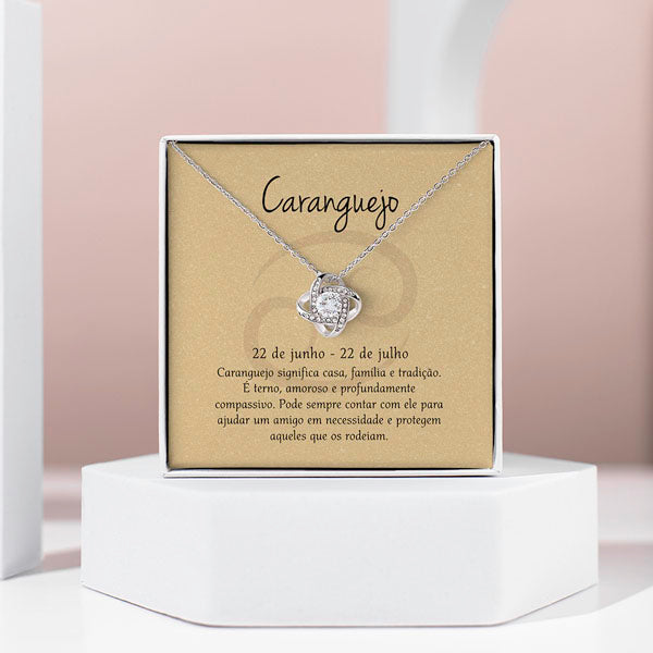 Cartão Zodíaco – Colar banhado a ouro branco 14k CANCER