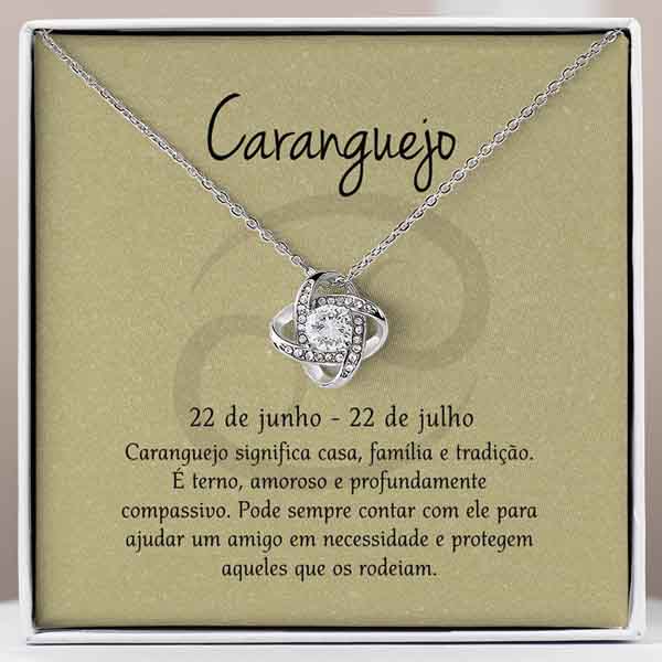 Cartão Zodíaco – Colar banhado a ouro branco 14k CANCER