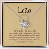 Cartão Zodíaco – Colar banhado a ouro branco 14k LEO