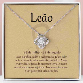 Cartão Zodíaco – Colar banhado a ouro branco 14k LEO