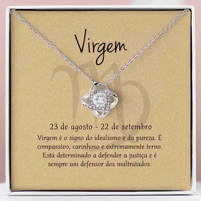 Cartão Zodíaco – Colar banhado a ouro branco 14k VIRGO