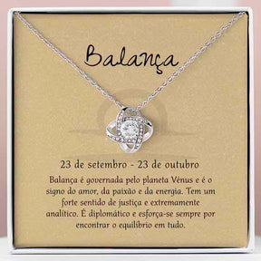 Cartão Zodíaco – Colar banhado a ouro branco 14ko LIBRA