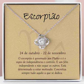 Cartão Zodíaco – Colar banhado a ouro branco 14k SCORPIO