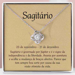 Cartão Zodíaco –Colar banhado a ouro branco 14k SAGITARIUS