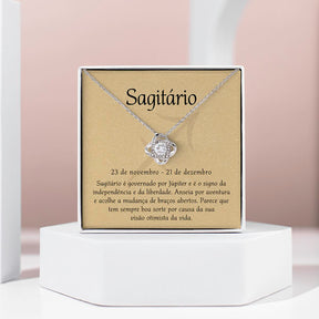 Cartão Zodíaco –Colar banhado a ouro branco 14k SAGITARIUS