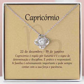 Cartão Zodíaco –Colar banhado a ouro branco 14k, CAPRICORN