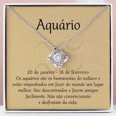 Cartão Zodíaco –Colar banhado a ouro branco 14k AQUARIUS