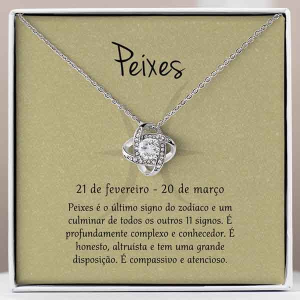 Cartão Zodíaco – Colar banhado a ouro branco 14k PISCES