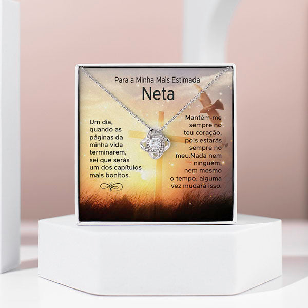 Para a Minha Querida Neta – Colar banhado a ouro branco 14k com cristais de zirconia cúbica VEGA