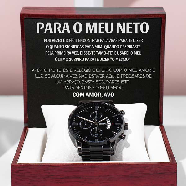 Para o meu neto – Relógio preto para homem com cronógrafo ZED_CHRONOMASTER e uma caixa de oferta gratuita