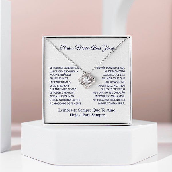 Para a Minha Alma Gémea – Colar banhado a ouro branco 14k com cristais de zirconia cúbica SONA