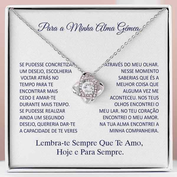 Para a Minha Alma Gémea – Colar banhado a ouro branco 14k com cristais de zirconia cúbica SONA