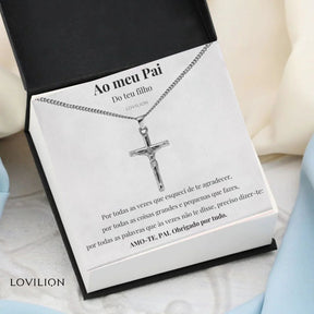 Para o meu Pai - Colar Cruz Banhado a Prata (com dedicatória à escolha)