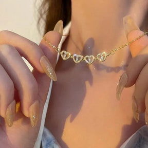 Para a Minha linda neta – Colar 2em1 trevo e corações Banhado a Ouro 18K  NOA_CLOVERIE