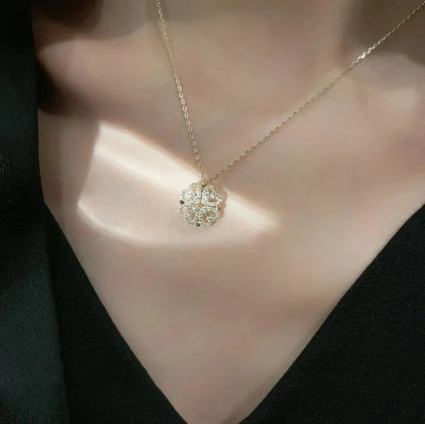 Para a Minha linda neta – Colar 2em1 trevo e corações Banhado a Ouro 18K  NOA_CLOVERIE