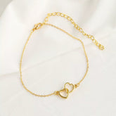 Pulseira Duplo Coração Banhado a Ouro 18k